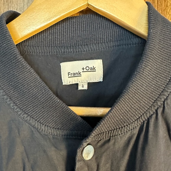 Frank & Oak Dark Navy Button Bomber Jacket - Picture 2 of 2